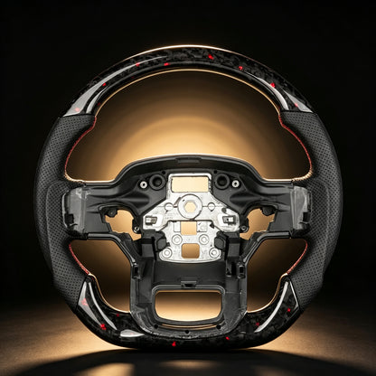 Ford F-150 / Raptor Carbon Fiber Steering Wheel — Forged Carbon & Red Accent Style