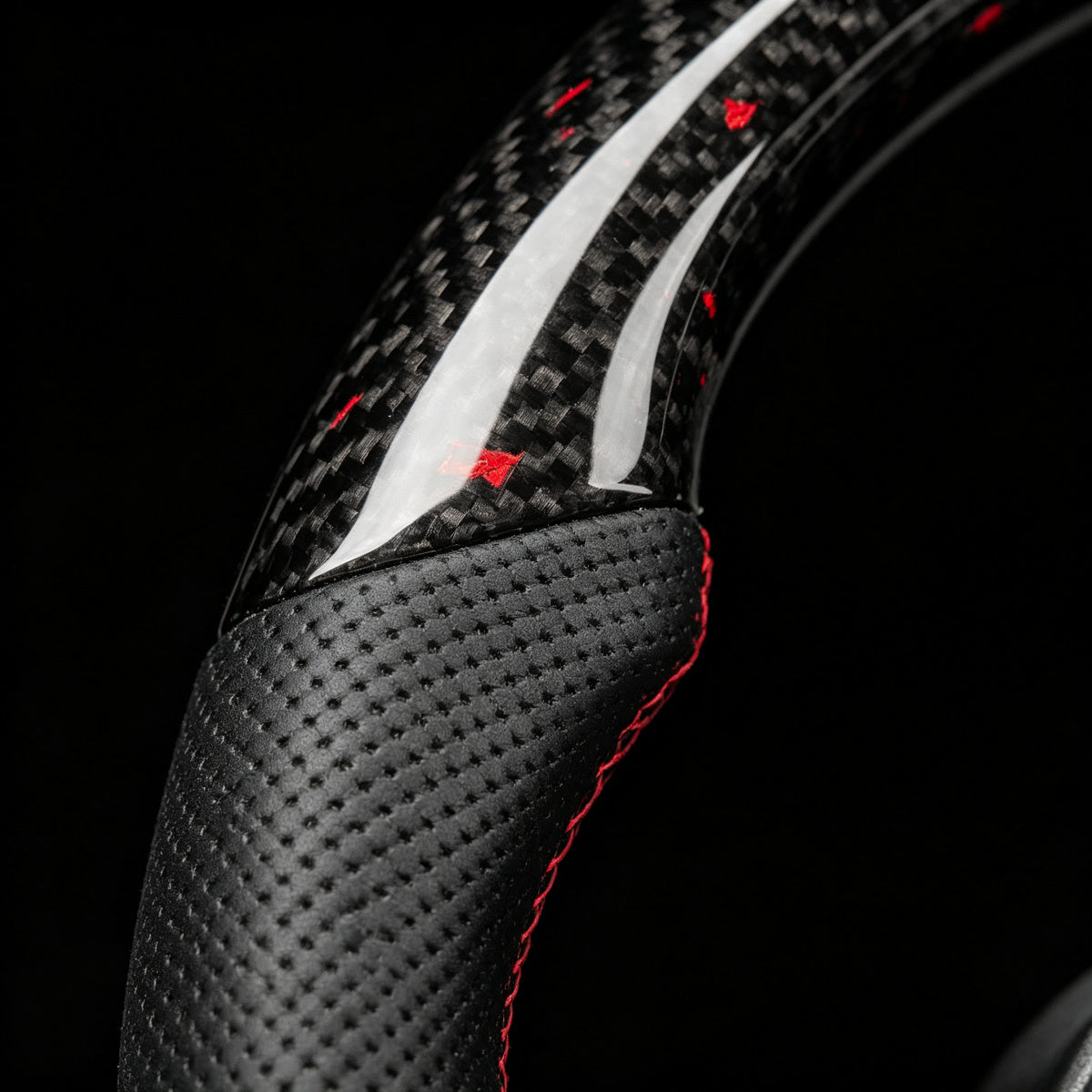 Ford F-150 / Raptor Carbon Fiber Steering Wheel — Forged Carbon & Red Accent Style