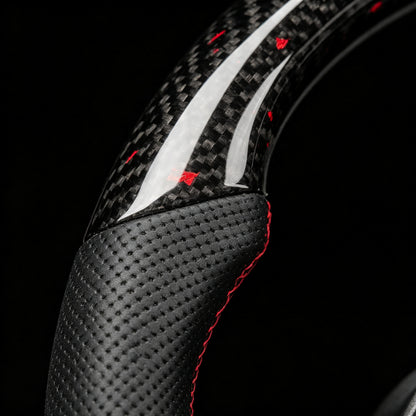 Ford F-150 / Raptor Carbon Fiber Steering Wheel — Forged Carbon & Red Accent Style