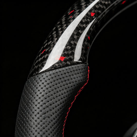 Ford F-150 / Raptor Carbon Fiber Steering Wheel — Forged Carbon & Red Accent Style